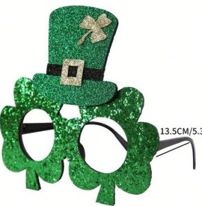 St Patricks - St Patricks glitter glasses with glitter Tophat